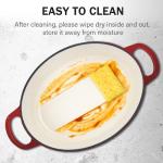 Enameled Oval Dutch Oven Pot with Lid, 7 QT Cast Iron Dutch Oven with Dual Handles for Cooking, Bread Baking, Frying, Non-stick Enamel Coated Oven (7 QT Gradient Red)