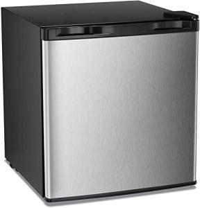 Antarctic Star Upright Freezer 1.1 Cu.ft, Compact Mini Freezer with Reversible Single Door, Temperature Control, Removable Shelves, Small freezer Stainless Steel for Home, Silver