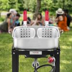 VEVOR 18 Qt Fish and Wing Fryer with Double Basket, Aluminum Propane Fish Fryer Kit, Outdoor Deep Fryer Seafood Pot with Thermometer and 58,000 BTUs Propane Burners, for Outdoor and Backyard Cooking