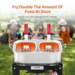 VEVOR 18 Qt Fish and Wing Fryer with Double Basket, Aluminum Propane Fish Fryer Kit, Outdoor Deep Fryer Seafood Pot with Thermometer and 58,000 BTUs Propane Burners, for Outdoor and Backyard Cooking