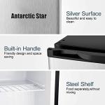 Antarctic Star Upright Freezer 1.1 Cu.ft, Compact Mini Freezer with Reversible Single Door, Temperature Control, Removable Shelves, Small freezer Stainless Steel for Home, Silver