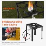 VEVOR 18 Qt Fish and Wing Fryer with Double Basket, Aluminum Propane Fish Fryer Kit, Outdoor Deep Fryer Seafood Pot with Thermometer and 58,000 BTUs Propane Burners, for Outdoor and Backyard Cooking