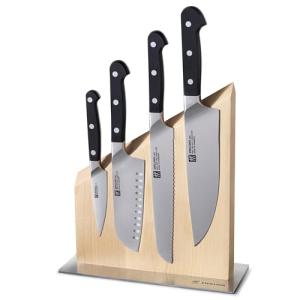 ZWILLING Pro Magnetic Knife Block Set - Made in Germany - 5 Piece, Birchwood Block