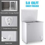 Chest Freezer 5.0 Cu.Ft Small Deep Freezer White Top Door Mini Freezer with Removable Basket, Low Noise, 7 Adjustable Temperature and Energy Saving Perfect for Home Garage Basement Dorm or Apartment