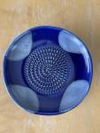 BonCera, All-in-one Premium Ceramic Garlic Grater Plate 4-Piece Set - Blue Cross Glazed Design and Style - For Garlic, Ginger, Chocolate, and more! - Comes with 5.25" Plate, Peeler, Brush, and Stand