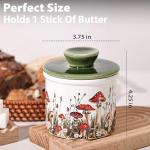 Mushroom Butter Crock - French Style Ceramic Butter Keeper and Butter Dish with Lid, Red and White Butter Holder for Countertop Storage, Airtight Container for Soft, Spreadable Butter