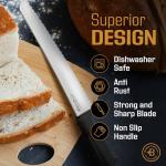 Bread Knife - 10 inch Serrated Stainless Steel Cutter with Non-Slip Handle for Sourdough, Artisan Loaves, Baguettes, Bagels, Cakes & Pastries - Long Serrated Kitchen Knife for Bread, Meat & Carving