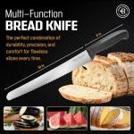 Bread Knife - 10 inch Serrated Stainless Steel Cutter with Non-Slip Handle for Sourdough, Artisan Loaves, Baguettes, Bagels, Cakes & Pastries - Long Serrated Kitchen Knife for Bread, Meat & Carving