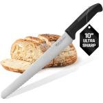 Bread Knife - 10 inch Serrated Stainless Steel Cutter with Non-Slip Handle for Sourdough, Artisan Loaves, Baguettes, Bagels, Cakes & Pastries - Long Serrated Kitchen Knife for Bread, Meat & Carving