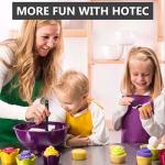 HOTEC 600℉ Heat Resistant BPA-Free Silicone Rubber Spatula Set,Kitchen Cooking Spatulas, Baking, Mixing for Non Stick Cookware, Dishwasher Safe, Black Set of 5