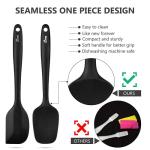 HOTEC 600℉ Heat Resistant BPA-Free Silicone Rubber Spatula Set,Kitchen Cooking Spatulas, Baking, Mixing for Non Stick Cookware, Dishwasher Safe, Black Set of 5