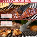 Alpha Grillers Grilling Accessories - Grilling Gifts for Men - BBQ Accessories Grill Tools Set with Spatula, Fork, Brush & Tongs - Outdoor Barbecue Utensils Gifts for Men Dad Him Boyfriend