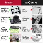 Fullstar Mandoline Slicer for Kitchen, Fruit Cutter, Cheese Grater, Cucumber Slicer, Veggie Spiralizer, Food Cutter & Kitchen Gadgets & Gifts with Safety Glove (11 in 1, Stainless Steel)