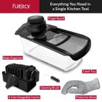 Fullstar Mandoline Slicer for Kitchen, Fruit Cutter, Cheese Grater, Cucumber Slicer, Veggie Spiralizer, Food Cutter & Kitchen Gadgets & Gifts with Safety Glove (11 in 1, Stainless Steel)