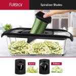Fullstar Mandoline Slicer for Kitchen, Fruit Cutter, Cheese Grater, Cucumber Slicer, Veggie Spiralizer, Food Cutter & Kitchen Gadgets & Gifts with Safety Glove (11 in 1, Stainless Steel)