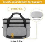 YOREPEK 2 Layer Slow Cooker Carrier, Compatible with 6, 7, 8 Quart Crock-Pot, Insulated Large Slow Cooker Travel Bag with Bottom Pad Lid Fasten Straps, for Family Gathering Potluck, Gift for Women