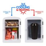 Nostalgia Retro Mini Fridge and Heater 6-Can Capacity, 12-Volt Power Adapter, Carry Handle and Display Window-Perfect for Home, Office, Car, or Dorm Room-Black