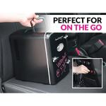 Nostalgia Retro Mini Fridge and Heater 6-Can Capacity, 12-Volt Power Adapter, Carry Handle and Display Window-Perfect for Home, Office, Car, or Dorm Room-Black