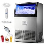 Manastin Commercial Ice Maker, 100lbs/24H Large Ice Machine with 33lbs Storage Capacity, Under Counter Ice Maker with Water Filter, for Home & Bar, Self-Cleaning, Timer, 50 Ice Cubes/15 Mins