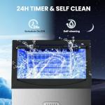 Manastin Commercial Ice Maker, 100lbs/24H Large Ice Machine with 33lbs Storage Capacity, Under Counter Ice Maker with Water Filter, for Home & Bar, Self-Cleaning, Timer, 50 Ice Cubes/15 Mins