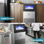 Manastin Commercial Ice Maker, 100lbs/24H Large Ice Machine with 33lbs Storage Capacity, Under Counter Ice Maker with Water Filter, for Home & Bar, Self-Cleaning, Timer, 50 Ice Cubes/15 Mins