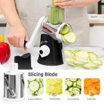 Nexsujo Rotary Cheese Grater Hand Crank, 3 Blades Slicer Shredder, Cheese Grater for Kitchen, Multi-Functional Kitchen Tool for Vegetables, Nuts, Chocolate, with Strong Suction Base, Black