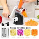 Nexsujo Rotary Cheese Grater Hand Crank, 3 Blades Slicer Shredder, Cheese Grater for Kitchen, Multi-Functional Kitchen Tool for Vegetables, Nuts, Chocolate, with Strong Suction Base, Black