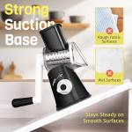 Nexsujo Rotary Cheese Grater Hand Crank, 3 Blades Slicer Shredder, Cheese Grater for Kitchen, Multi-Functional Kitchen Tool for Vegetables, Nuts, Chocolate, with Strong Suction Base, Black