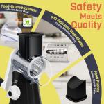 Nexsujo Rotary Cheese Grater Hand Crank, 3 Blades Slicer Shredder, Cheese Grater for Kitchen, Multi-Functional Kitchen Tool for Vegetables, Nuts, Chocolate, with Strong Suction Base, Black