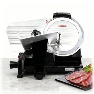 YaJenna Black Electric Meat Slicer 10" 300W Deli and Ham Food Cheese Jerky Steak Slicer Cutting Machine Semi-Auto 0-15MM Adjustable Slice Thickness