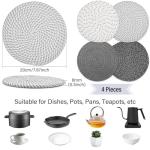 Tidponra 8" Trivets Set for Hot Dishes, 4 Heat Resistant Pot Holders Kitchen Counter, Table, Home Essentials, Anti Stain Hot Pads Plate Mats for Hot pots and Pans