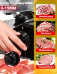YaJenna Black Electric Meat Slicer 10" 300W Deli and Ham Food Cheese Jerky Steak Slicer Cutting Machine Semi-Auto 0-15MM Adjustable Slice Thickness