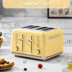 BUYDEEM DT640 Retro 4 Slice Toaster, 7 Shade Settings, Extra Wide 1.5'' Slots, Stainless Steel Toaster with Bagel Muffin Defrost Reheat Function, Yellow