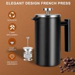 SZHETEFU 34 OZ Large French Press, Premium Stainless Steel Sturdy Insulated French Press Coffee Maker, 4-8 Cups French Coffee Press, Tea Presses for Home Kitchen Caming Loose Tea, Elegant Black