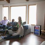 NewAir Beverage Refrigerator Cooler, 90 Can Capacity Fridge in Stainless Steel, Adjustable Shelves and Glass Door, Small Refrigerator, Beer or Soda Can Organizer, Mini Fridge for Bedroom, Home Office