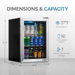 NewAir Beverage Refrigerator Cooler, 90 Can Capacity Fridge in Stainless Steel, Adjustable Shelves and Glass Door, Small Refrigerator, Beer or Soda Can Organizer, Mini Fridge for Bedroom, Home Office