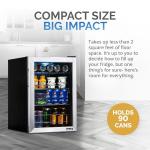NewAir Beverage Refrigerator Cooler, 90 Can Capacity Fridge in Stainless Steel, Adjustable Shelves and Glass Door, Small Refrigerator, Beer or Soda Can Organizer, Mini Fridge for Bedroom, Home Office
