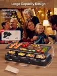 FOHERE Raclette Grill, 2 in 1 Raclette Table Grill Indoor, 1500W Korean BBQ Grill Electric Griddle with Reversible Non-stick plate, Adjustable Temp Control and 8 Paddles for Parties and Family Fun