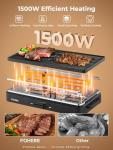 FOHERE Raclette Grill, 2 in 1 Raclette Table Grill Indoor, 1500W Korean BBQ Grill Electric Griddle with Reversible Non-stick plate, Adjustable Temp Control and 8 Paddles for Parties and Family Fun