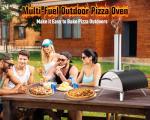 Multi-Fuel Pizza Oven Outdoor, 12" Portable Wood and Gas Fired Pizza Oven with Thermometer,Gas Hose & Pizza Stone,Heats up to 1000°F,Stainless Steel Pizza Oven for Backyard or Camping (Black)