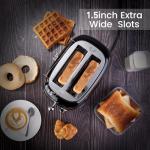Roter Mond 2 Slice Toaster Retro Stainless Steel with Bagel, Cancel, and Defrost Functions, 6 Bread Shade Settings, Extra Wide Slots and Removable Crumb Tray, Black