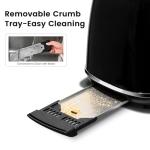 Roter Mond 2 Slice Toaster Retro Stainless Steel with Bagel, Cancel, and Defrost Functions, 6 Bread Shade Settings, Extra Wide Slots and Removable Crumb Tray, Black