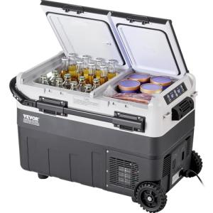 VEVOR Portable Car Refrigerator, 12 Volt Car Refrigerator Fridge, 50Liter(52.8qt) Dual Zone Portable Freezer, -4℉-68℉ Adjustable Temperature, Compressor Cooler for Home, Outdoor, Camping, RV, Car