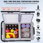 VEVOR Portable Car Refrigerator, 12 Volt Car Refrigerator Fridge, 50Liter(52.8qt) Dual Zone Portable Freezer, -4℉-68℉ Adjustable Temperature, Compressor Cooler for Home, Outdoor, Camping, RV, Car