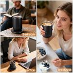 Self Stirring Coffee Mug with Temperature Control,Type-C Heated Magnetic Mixing Cup,3 Heat Levels,8-Hour Auto Shut-Off,USB Rechargeable Stainless Steel Smart Mug for Milk Protein Shakes Black 11oz