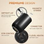 Self Stirring Coffee Mug with Temperature Control,Type-C Heated Magnetic Mixing Cup,3 Heat Levels,8-Hour Auto Shut-Off,USB Rechargeable Stainless Steel Smart Mug for Milk Protein Shakes Black 11oz