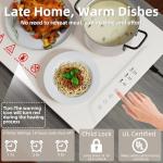 Food Warming Mat, 24x16 Inch Silicone Warming Tray with 3 Temperature Setting, UL Listed Dishwash Safe Foods Heating Pad with Timer, Rollable Food Warmer for Home, Buffet, Parties, Gatherings, Khaki