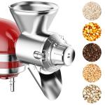 All Metal Grain Mill Attachment for KitchenAid Stand Mixer, 9 Levels Grain Mill, Flour Mill, Fit for Non-Oily Dry Grain Corn, Coffee Bean, Buckwheat, Oats, Millet, Wheat and Other Cereals