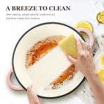 Overmont Enameled Cast Iron Dutch Oven - 5.5QT Pot with Lid Cookbook & Cotton Potholders - Heavy-Duty Cookware for Braising, Stews, Roasting, Bread Baking pink