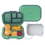 Bentgo Chill Kids Leak-Proof Lunch Box - 4-Compartment Bento Box with Built-In Ice Pack, 3.3 Cup Capacity, PFAS & BPA-Free, Microwave & Dishwasher Safe, Ideal Size for Ages 3 to 7 (Green/Navy)